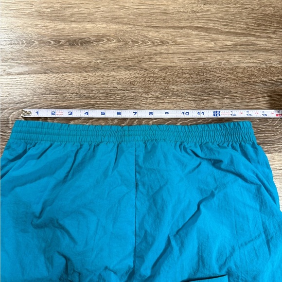 Vtg 80s Nike Track Pants Women M Aqua Blue Windbreaker Pants Side Pockets - Picture 4 of 7